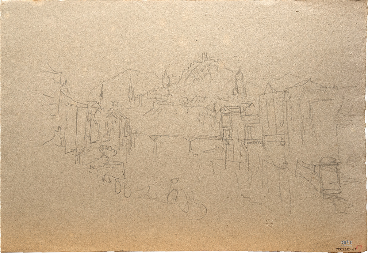 Turner's lager loose-sheet sketch of Baden from Ennetbaden